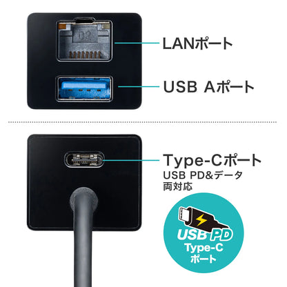 Gigabit LAN Adapter with USB Type-C Hub USB-3TCH33BK
