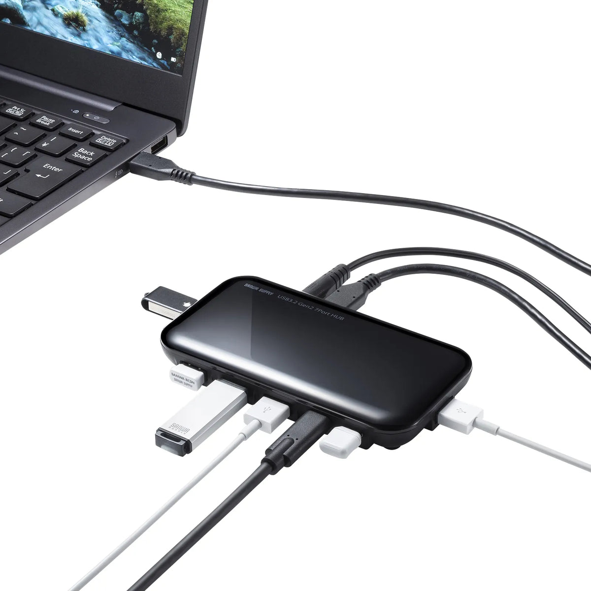 USB3.2Gen2対応 Type-C 7ポートハブ USB-3TCH38BK