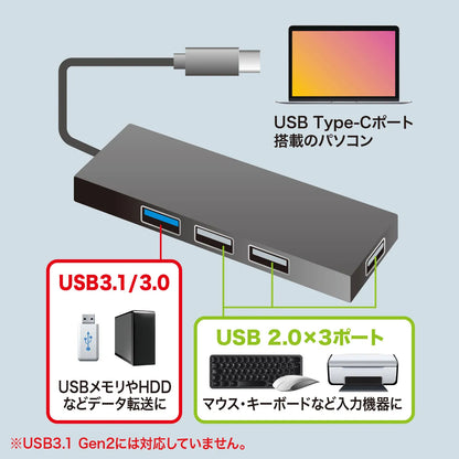 USB Type-C Combo Hub (4 Ports) USB-3TCH7BK
