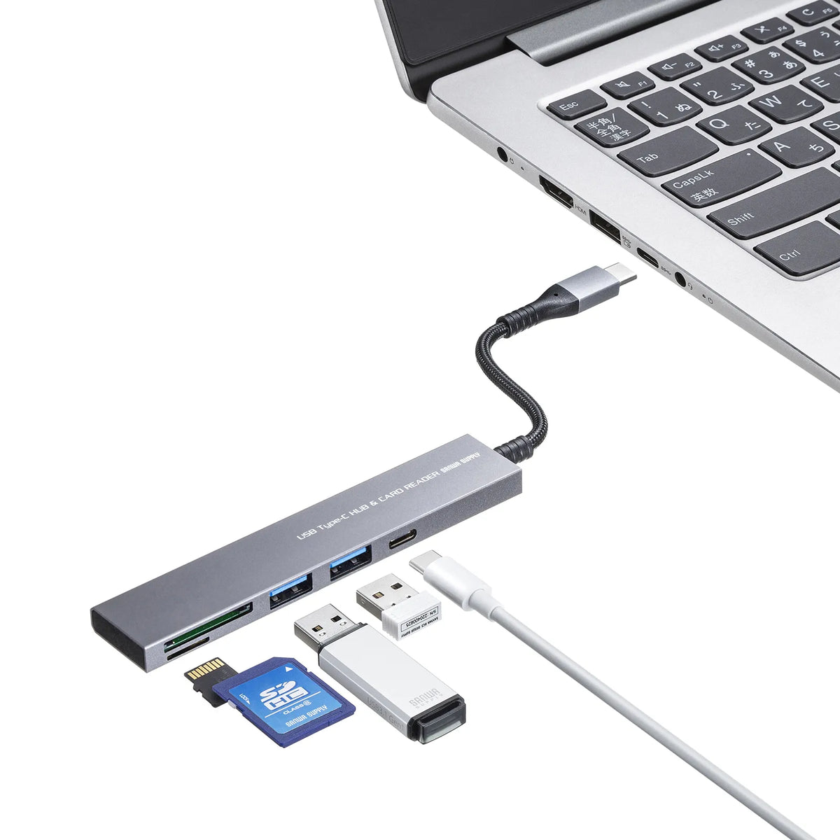 USB 5Gbps 3-Port Slim Hub (with Card Reader) USB-3TCHC21MS