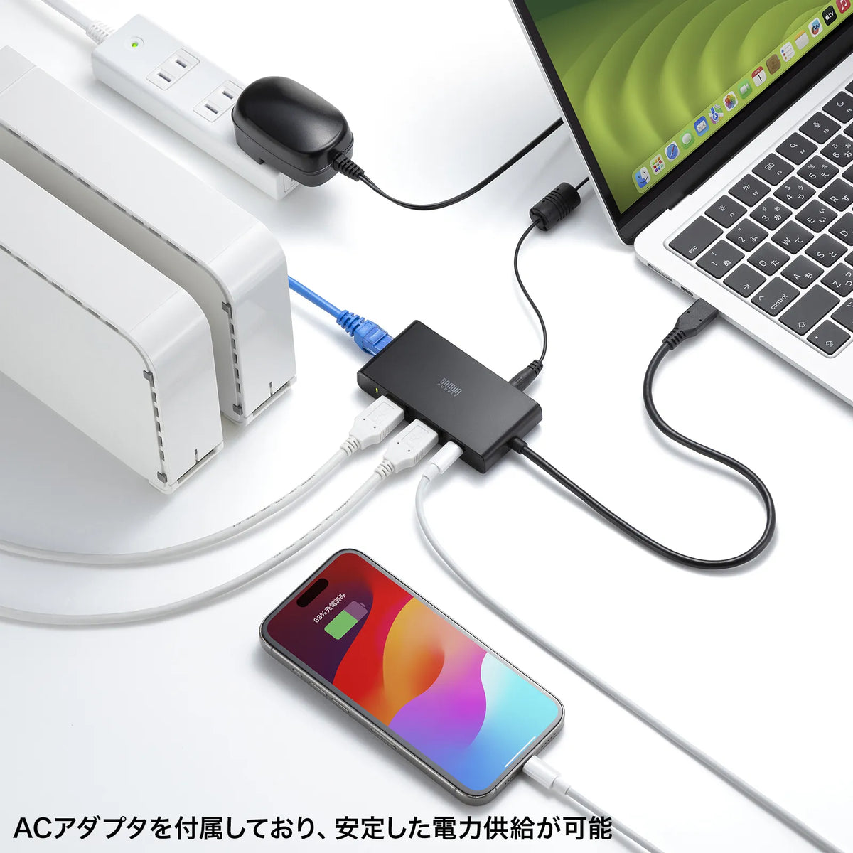 Gigabit LAN Adapter with USB Type-C Hub USB-3TCLS8BK