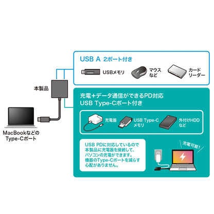 USB Type-C Hub (3 Ports) USB-3TCP9BK