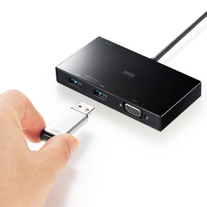 VGA付USB Type-Cハブ USB-3TCV1BK