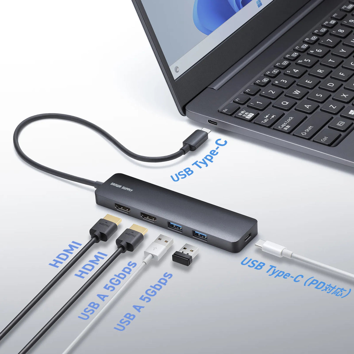USB Type-C ドッキングステーション USB-5TCHHPS22BK