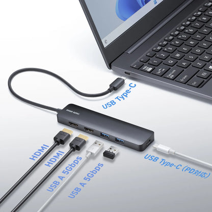 USB Type-C ドッキングステーション USB-5TCHHPS22BK