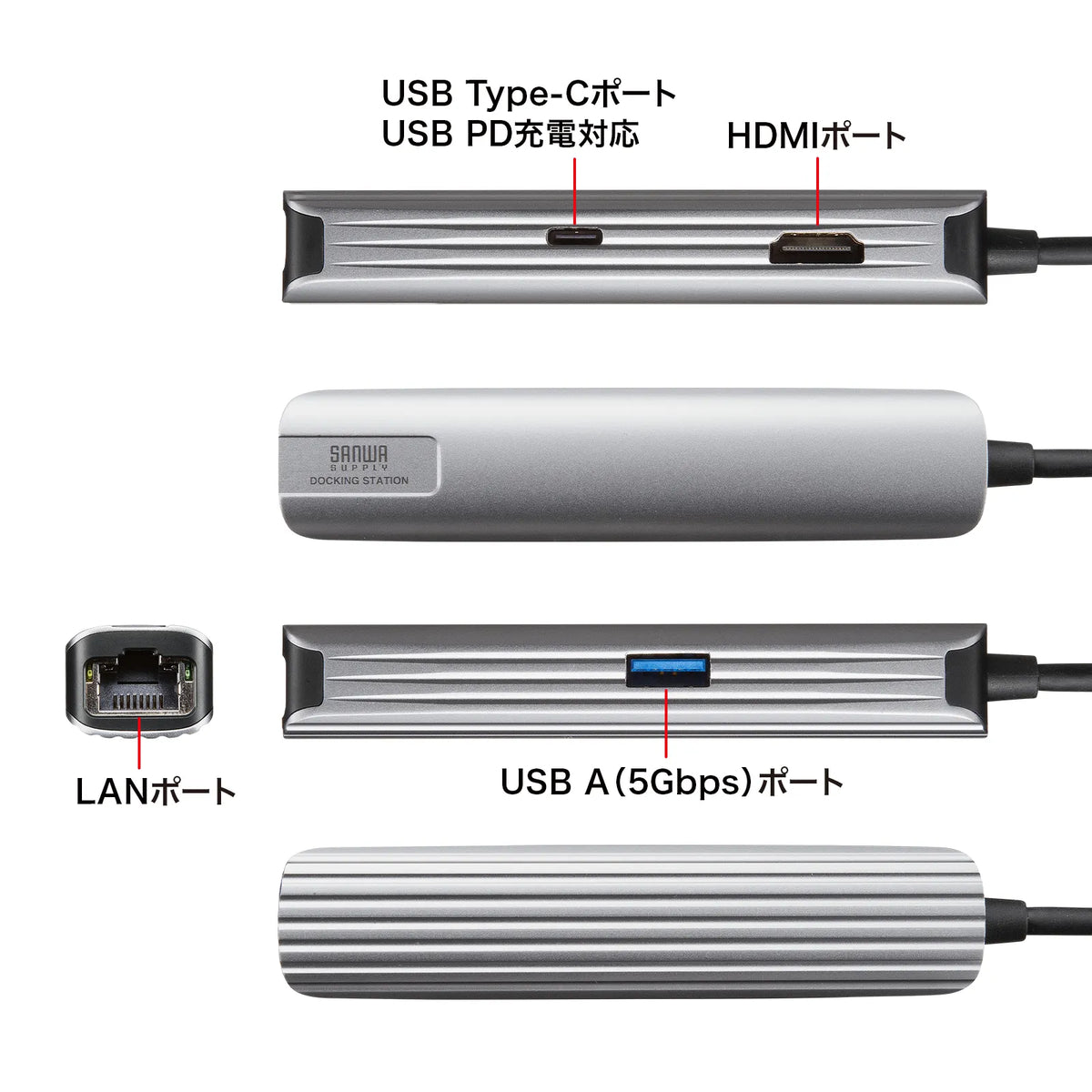 USB Type-C スリムドッキングハブ USB-5TCHLP7S-1
