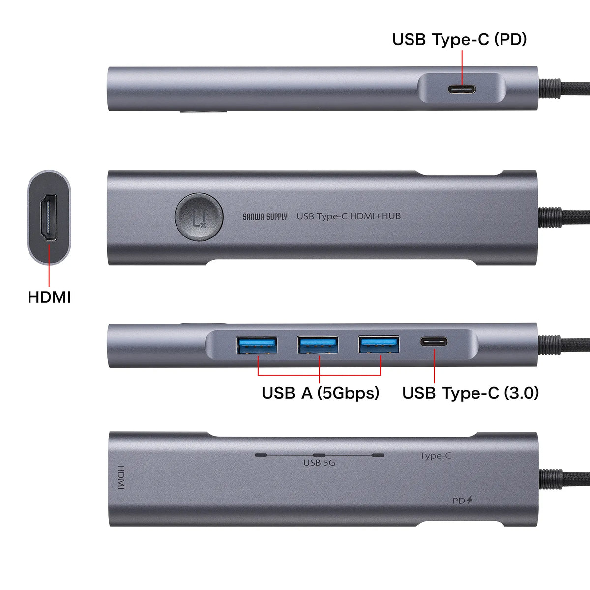 USB Type-C Hub with HDMI Port USB-5TCHP18GM
