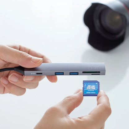 USB 5Gbps 3-Port Slim Hub (with Card Reader) USB-5TCPC28GM