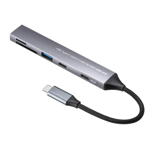 USB 5Gbps 3ポート スリム ハブ（カードリーダー付き） USB-5TCPC29GM