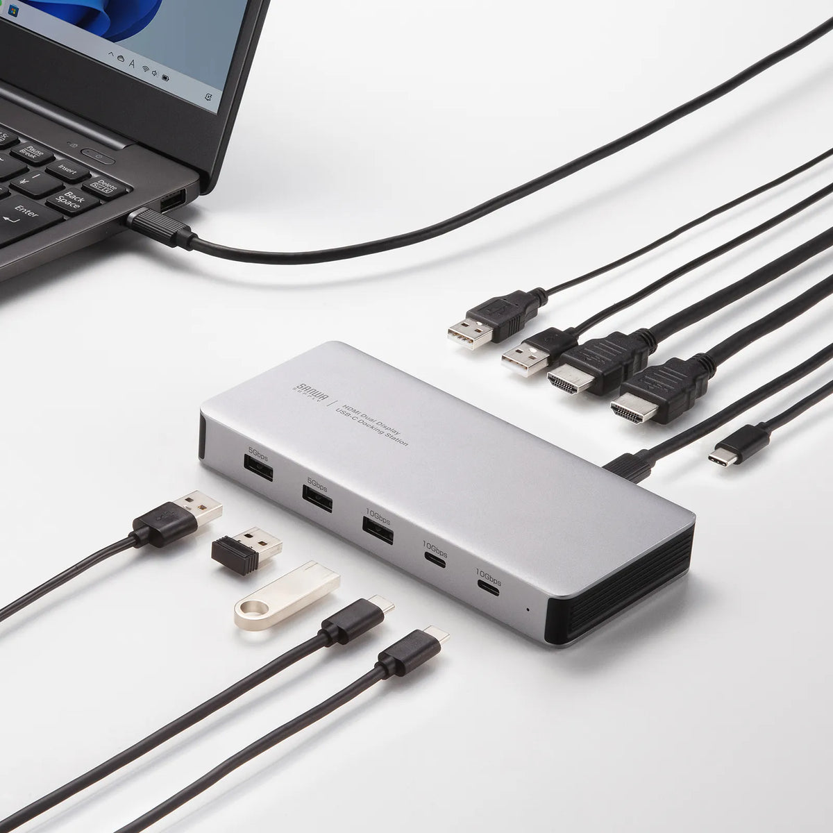 USB Type-Cドッキングステーション（HDMIx2画面・USBハブx7ポート） USB-CVDK21