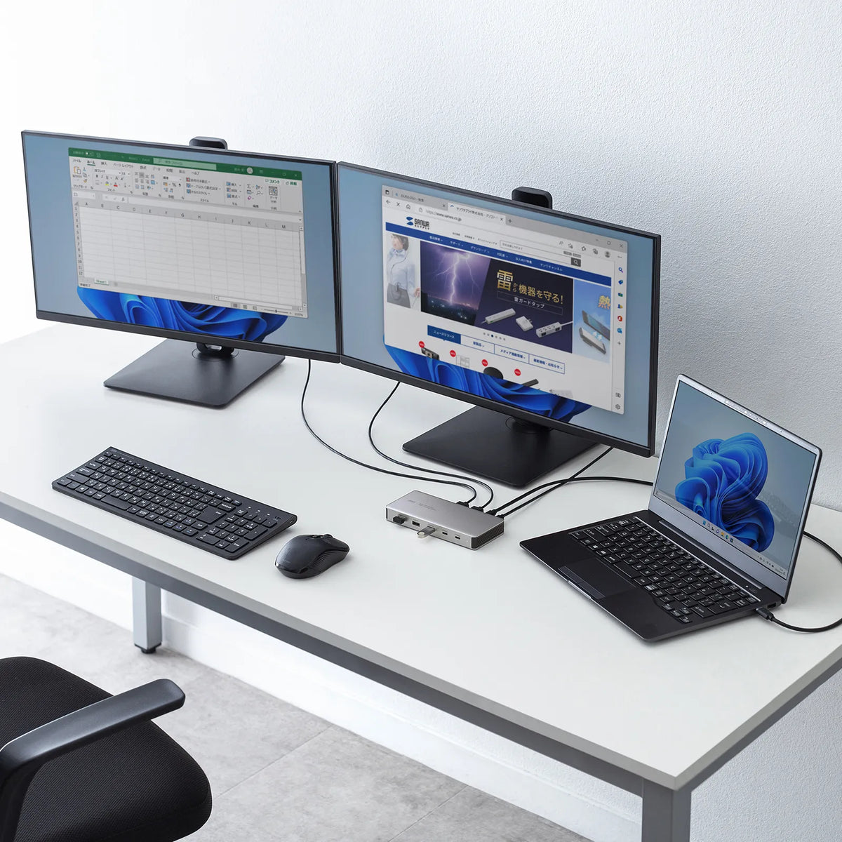 USB Type-Cドッキングステーション（HDMIx2画面・USBハブx7ポート） USB-CVDK21