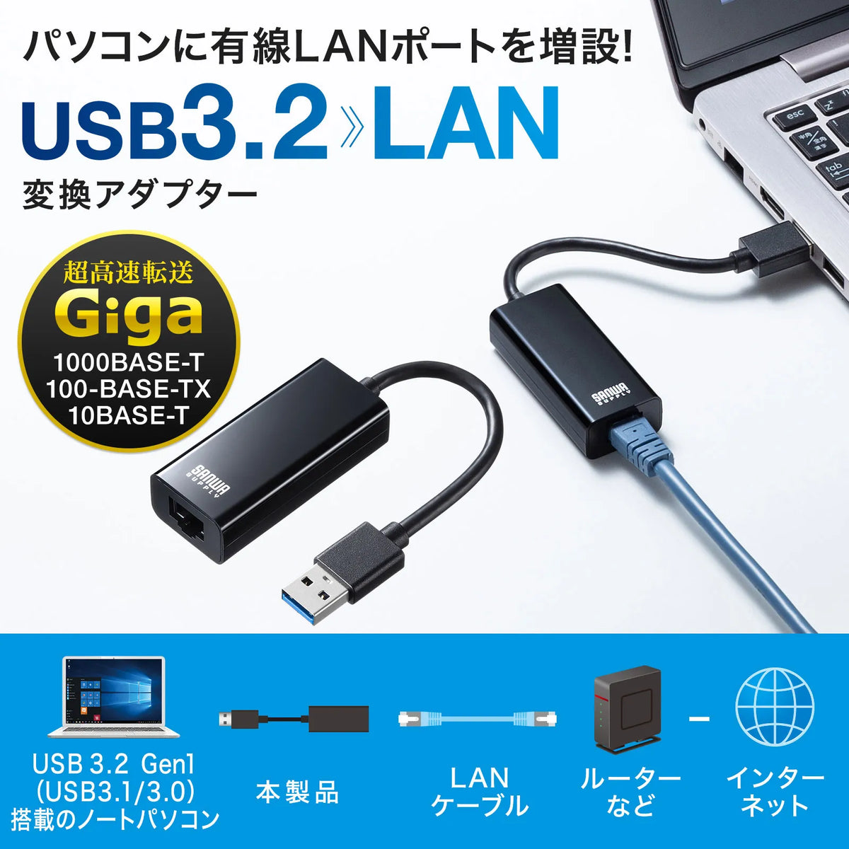 USB 3.2 to LAN Conversion Adapter (Black) USB-CVLAN1BKN