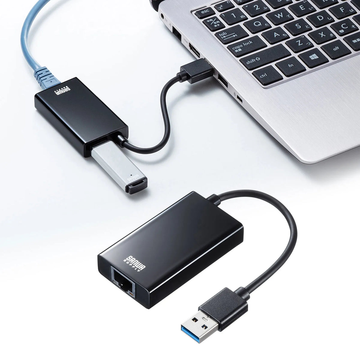 USB 3.2 to LAN Conversion Adapter (with USB Hub Port, Black) USB-CVLAN3BKN