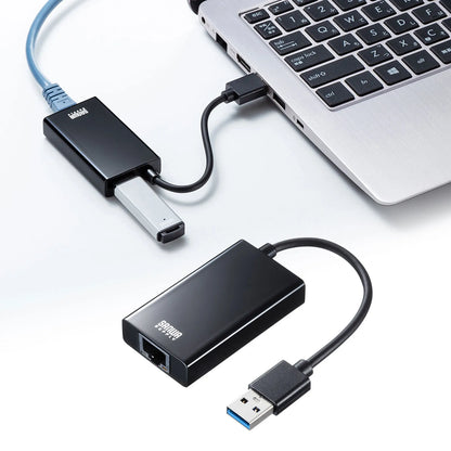 USB 3.2 to LAN Conversion Adapter (with USB Hub Port, Black) USB-CVLAN3BKN
