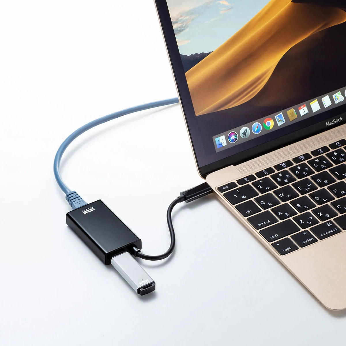 USB3.2 TypeC-LAN変換アダプタ(USBハブポート付・ブラック) USB-CVLAN4BKN