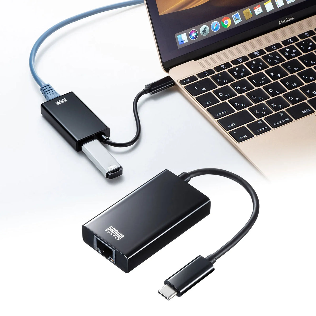 USB3.2 TypeC-LAN変換アダプタ(USBハブポート付・ブラック) USB-CVLAN4BKN