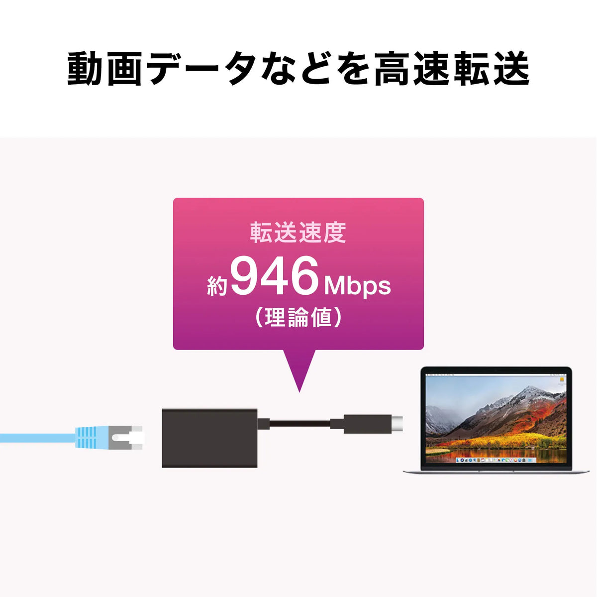 USB3.2 TypeC-LAN変換アダプタ(USBハブポート付・ブラック) USB-CVLAN4BKN