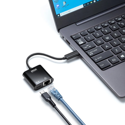 USB3.2 TypeC-LAN変換アダプタ(PD対応・ブラック) USB-CVLAN7BK