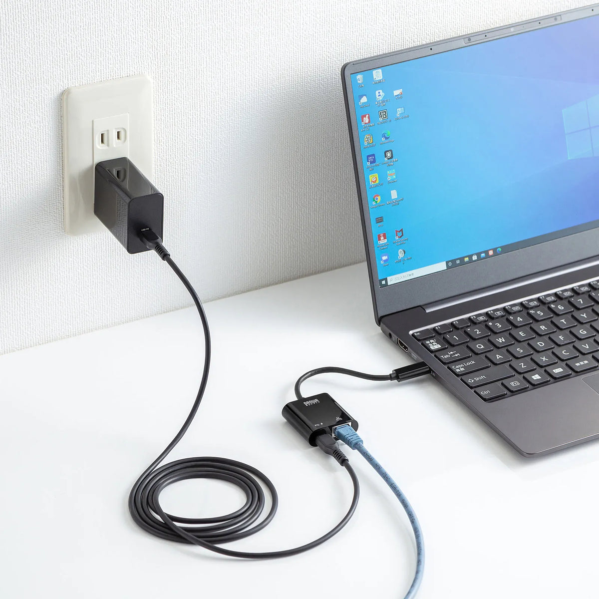 USB3.2 TypeC-LAN変換アダプタ(PD対応・ブラック) USB-CVLAN7BK