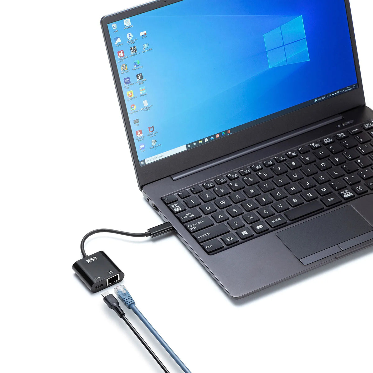 USB3.2 TypeC-LAN変換アダプタ(PD対応・ブラック) USB-CVLAN7BK