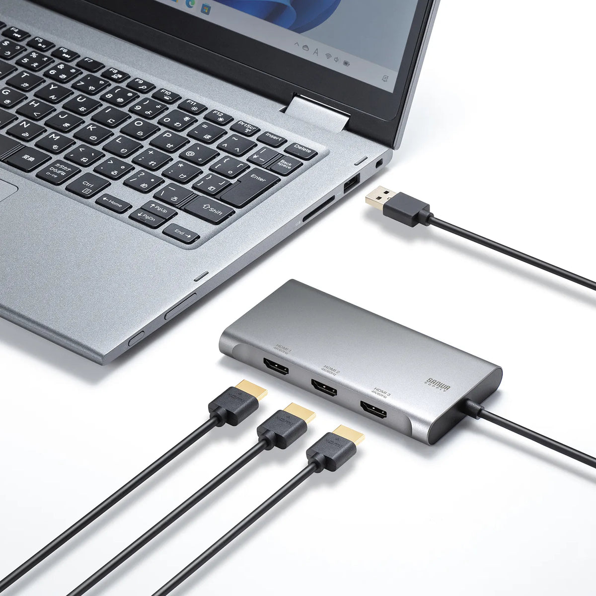 USB-HDMIディスプレイアダプタ(4Kx3画面出力) USB-CVU3HD8
