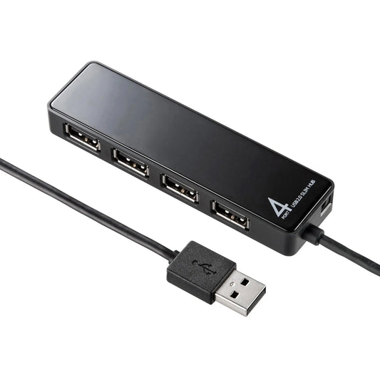 HDD接続対応・面ファスナー付4ポートUSB2.0ハブ USB-HTV410BKN2