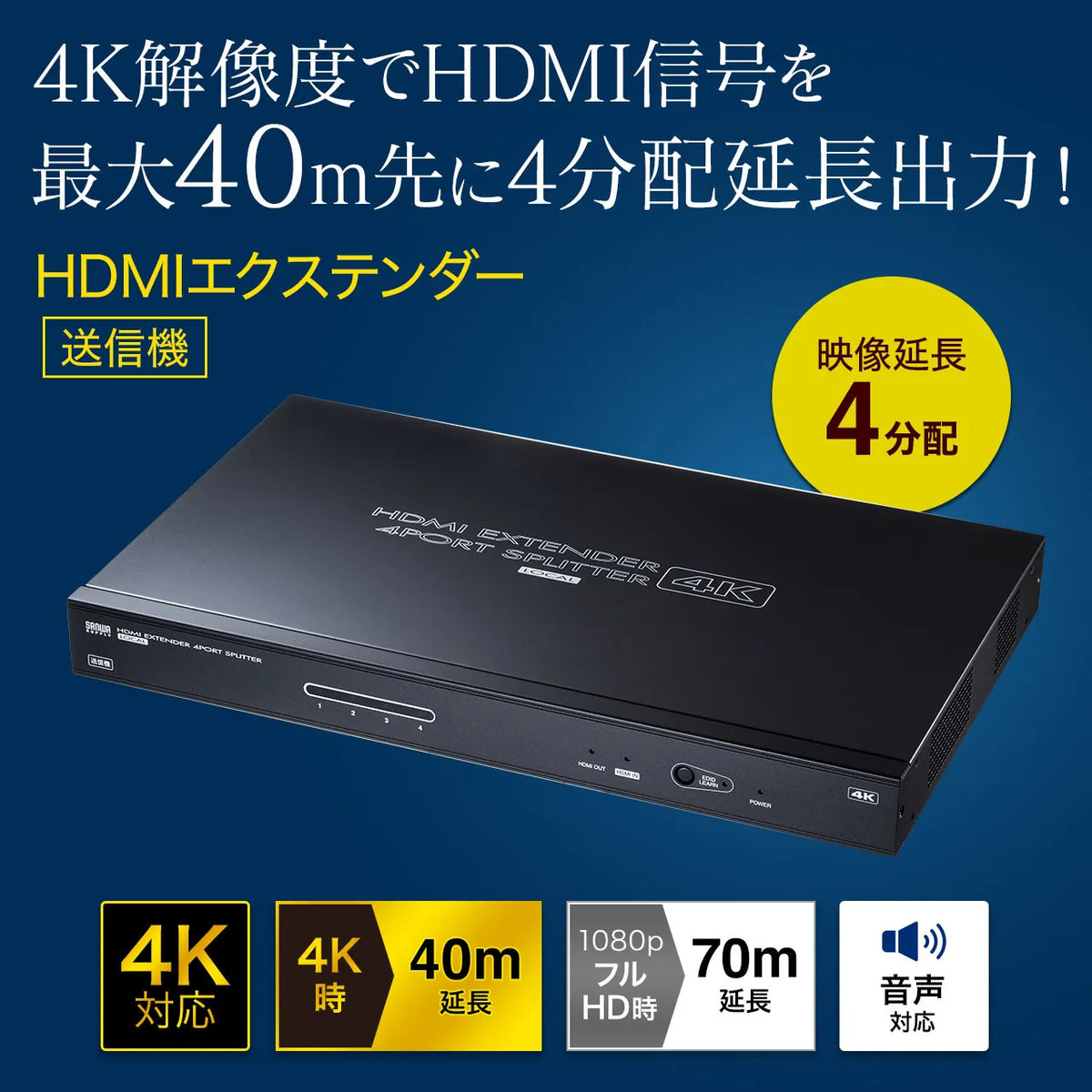 HDMI Extender (Transmitter/4-way Splitter) VGA-EXHDLTL4