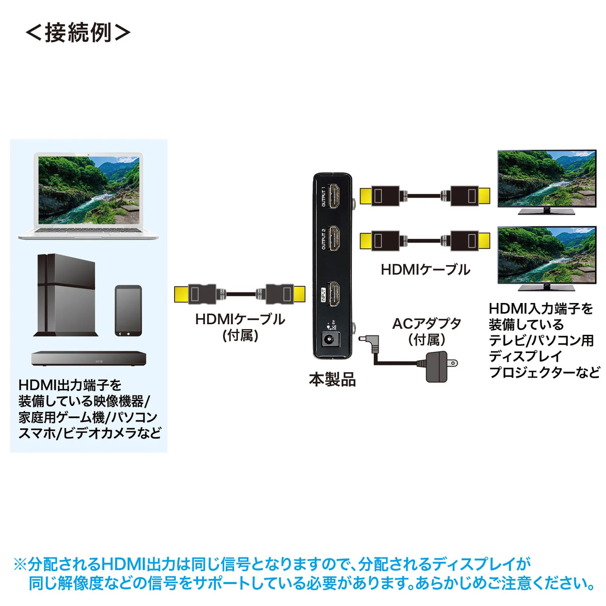 4K/60Hz HDR compatible HDMI splitter (2-way) VGA-HDRSP2
