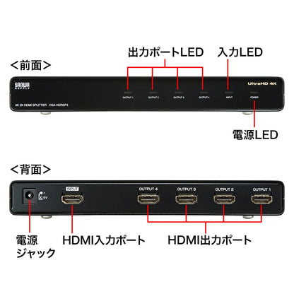 4K/60Hz HDR compatible HDMI splitter (4-way) VGA-HDRSP4