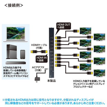 4K/60Hz HDR compatible HDMI splitter (8-way) VGA-HDRSP8