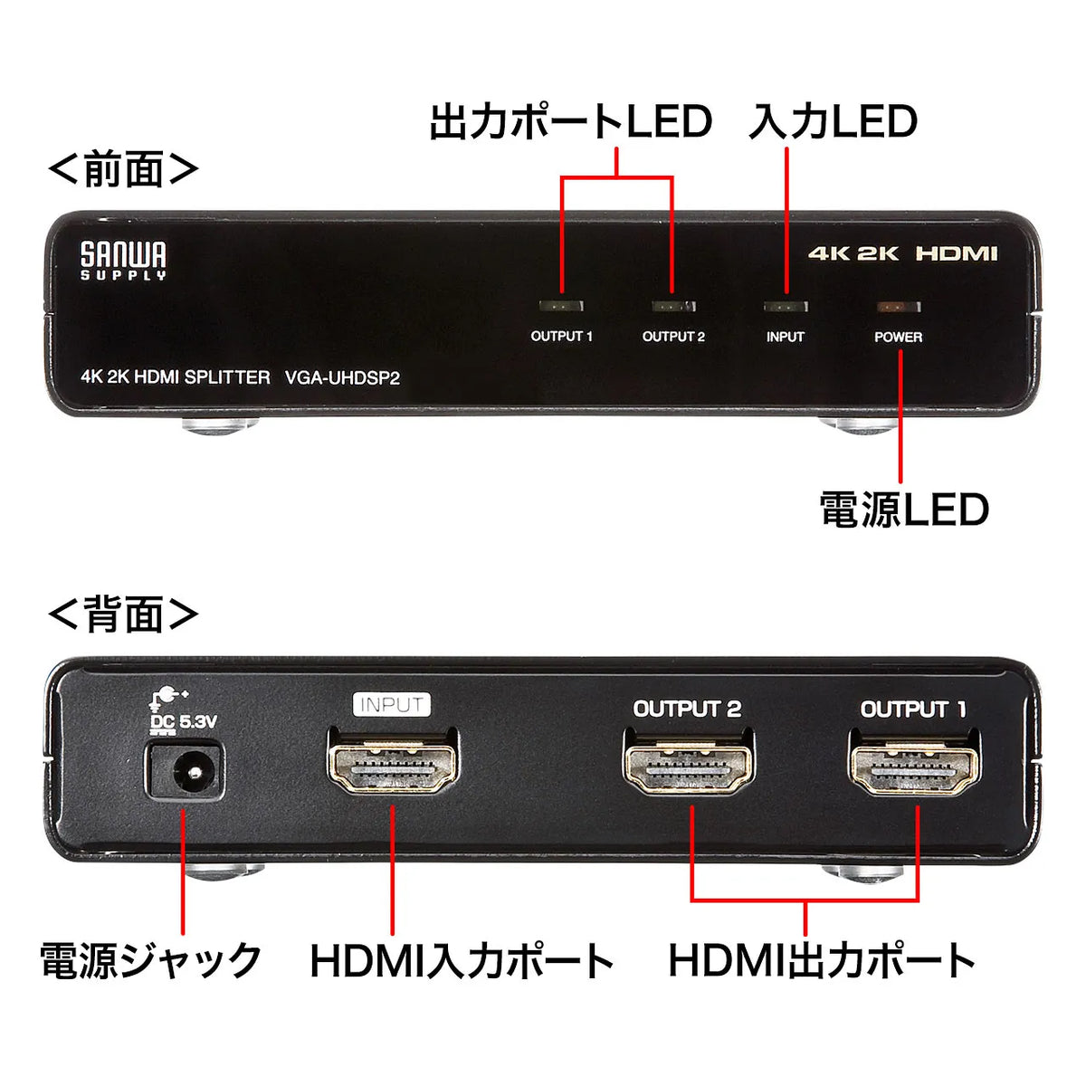 4K2K compatible HDMI splitter (2-way) VGA-UHDSP2