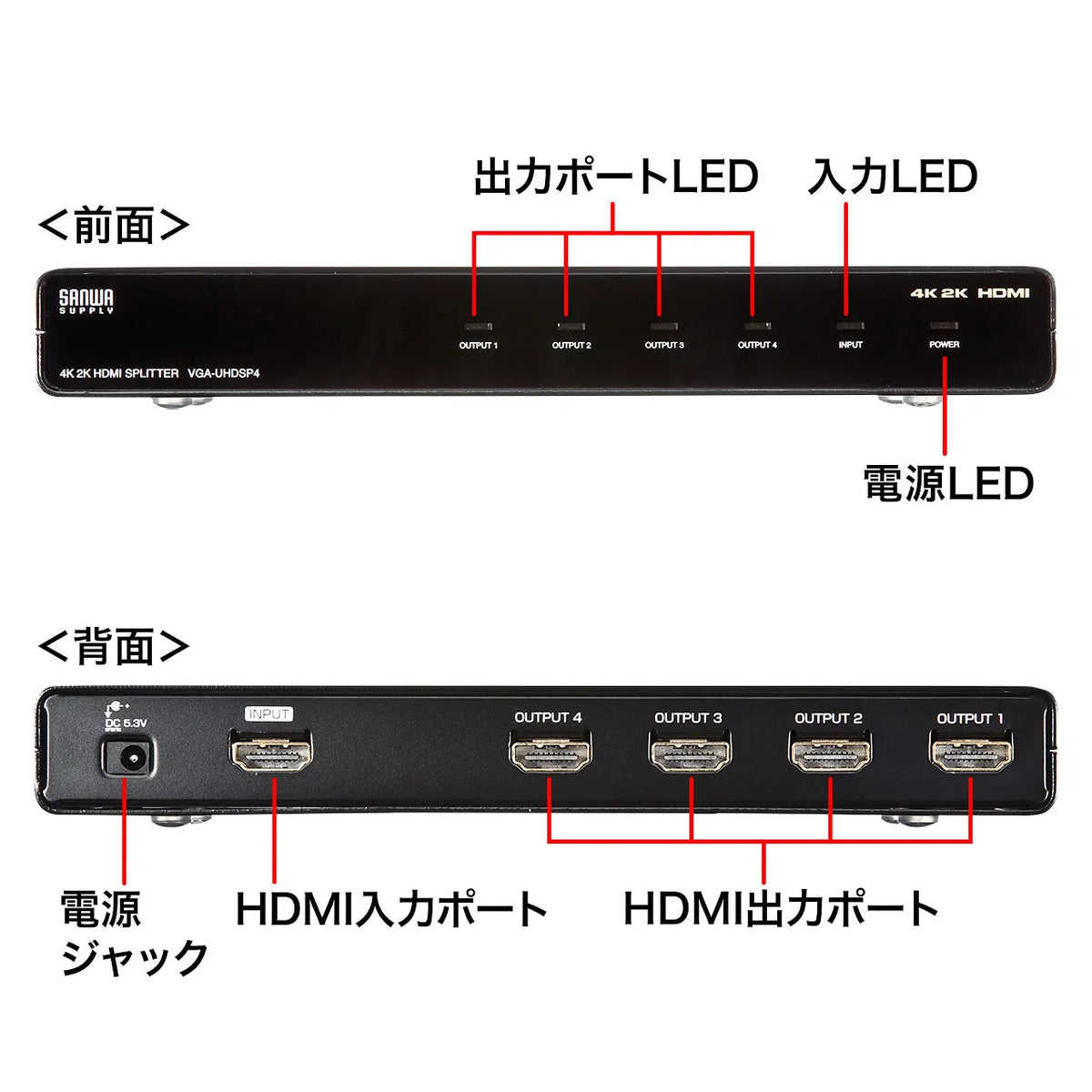 4K2K compatible HDMI splitter (4-way) VGA-UHDSP4