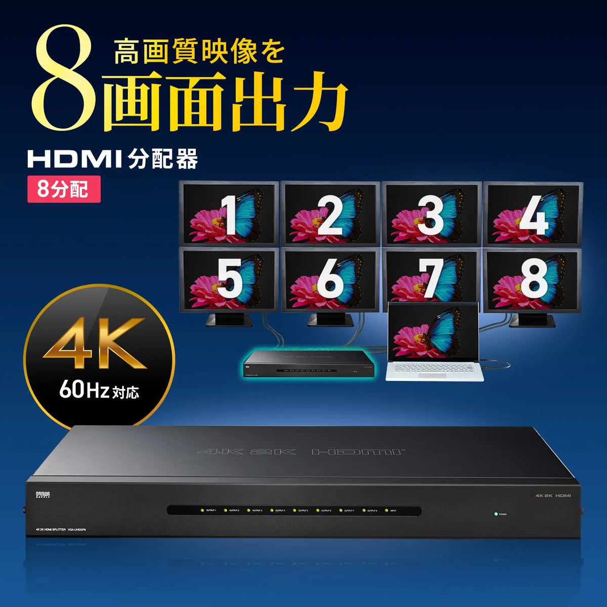 4K2K compatible HDMI splitter (8-way) VGA-UHDSP8