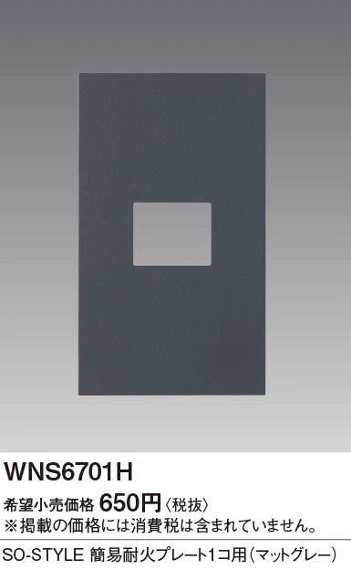 SO-STYLE WNS6701H – Fire-Resistant Plate (1-Gang) – Matte Gray