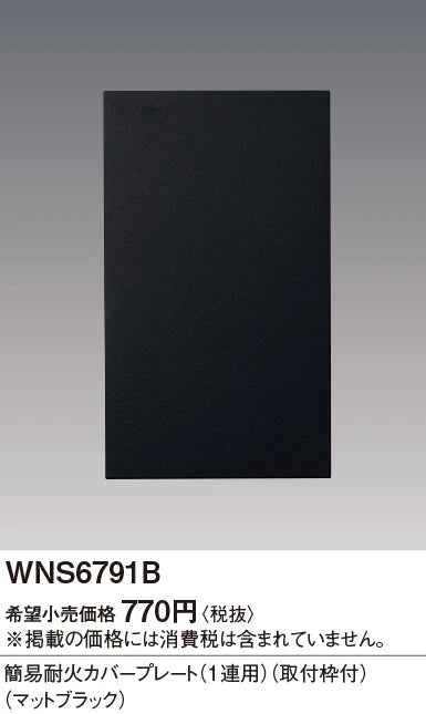 SO-STYLE WNS6791B – Fire-Resistant Cover Plate (1-Gang, with Mounting Frame) – Matte Black