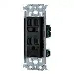 WTL11323B Recessed Grounded Double Outlet with Grounding Terminal (Metal Frame) (Black)