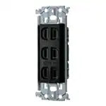 WTL13033B Advance Recessed Triple Outlet (with Metal Frame) (Black)