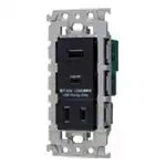 SO-STYLE WTL147740MB – In-Wall / Flush-Mount Dual-Port USB-A/C Charging Outlet (18W) with Covered Outlet – Matte Black