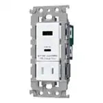 SO-STYLE WTL147740MW – In-Wall / Flush-Mount Dual-Port USB-A/C Charging Outlet (18W) with Covered Outlet – Matte Ceramic White