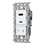 WTL147740W Advance 2-Port 18W Recessed USB Charging Outlet (USB-A/C) with Door (Ceramic White)