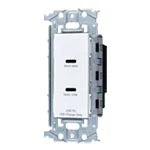 WTL1488W Advanced 2-Port USB-C Receptacle (Max 60W) with Metal Frame and Ceramic White Charging Port