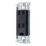 WTL1532B Advance Double Receptacle with Ground Terminal (Metal Frame) (Black)