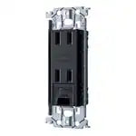 SO-STYLE WTL1532MB – In-Wall Grounded Double Outlet with Earth Terminal & Metal Mounting Frame – Matte Black