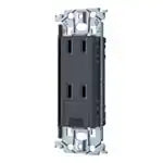 SO-STYLE WTL1532MH – In-Wall Grounded Double Outlet with Earth Terminal & Metal Mounting Frame – Matte Gray