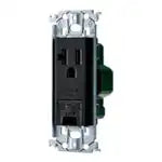 SO-STYLE WTL19313MB – In-Wall 15A/20A Compatible Grounded Outlet with Earth Terminal & Metal Mounting Frame – Matte Black